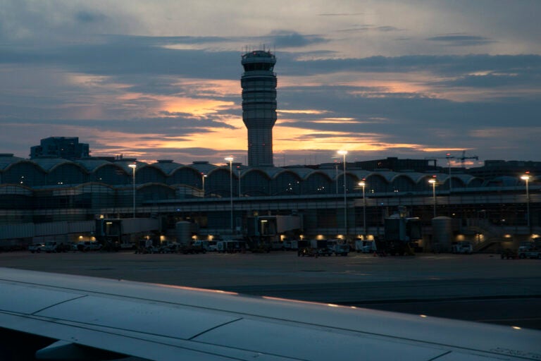 Aircraft Down Traffic Control Tower FILE - In this photo taken from the window of an American Airlines aircraft, the Air Traffic control tower at Ronald Reagan Washington National Airport is shown, June 7, 2021, in Arlington, Va. (AP Photo/Jenny Kane, File)