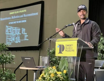 Mike Africa Jr. speaking at Community College of Philadelphia