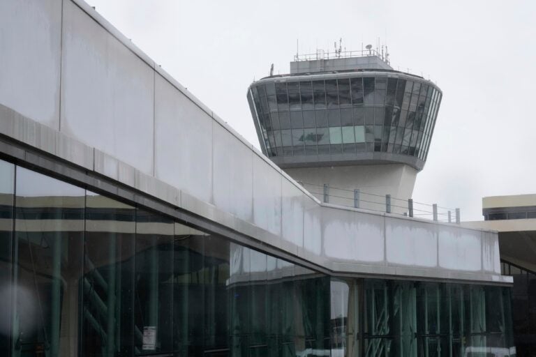 Newark-airport-control-tower-2025-05-05 A control tower is seen at Newark Liberty International Airport