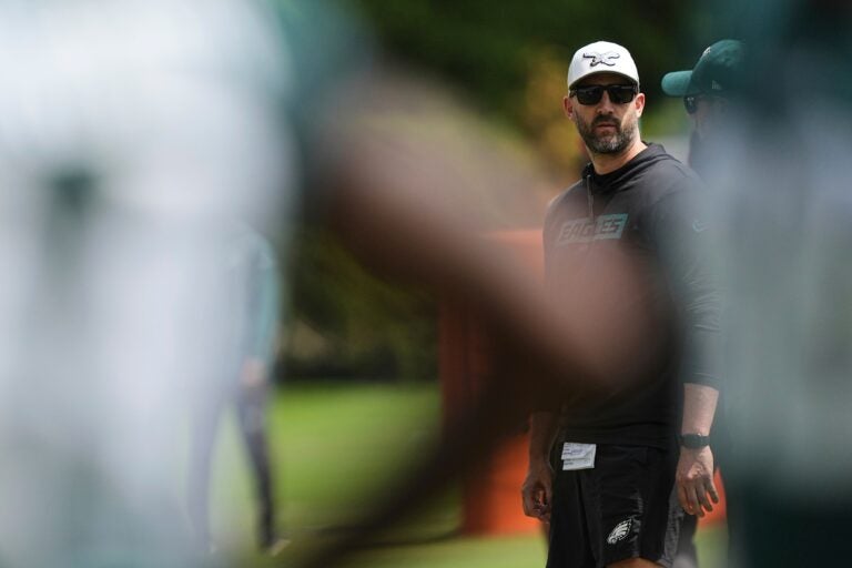 Nick-Sirianni-2025-05-02-ap Philadelphia Eagles head coach Nick Sirianni looks on during the NFL football team's rookie minicamp in Philadelphia