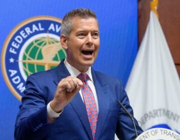Secretary of Transportation Sean Duffy speaks during a news conference to provide a status update on Newark Liberty International Airport