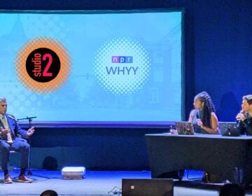 Mayor John Carney (left) answers the questions of Studio 2 hosts Cherri Gregg and Avi Wolfman-Arent.