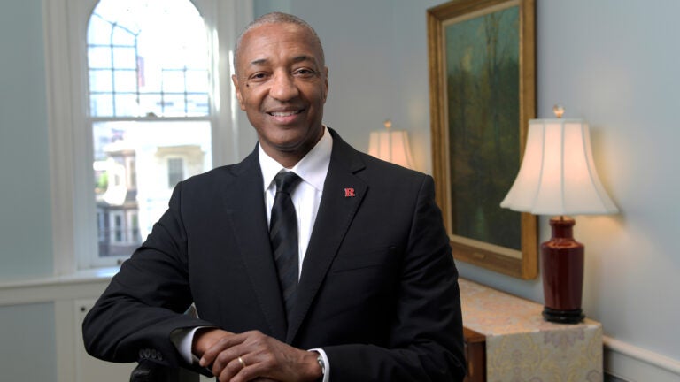 William-Tate-Rutgers-president the new Rutgers University president, William Tate IV, smiles