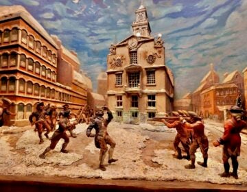 A diorama depicting the death of Crispus Attucks at exhibit
