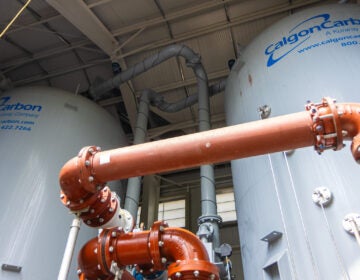 Pipes attached to water filtration tanks