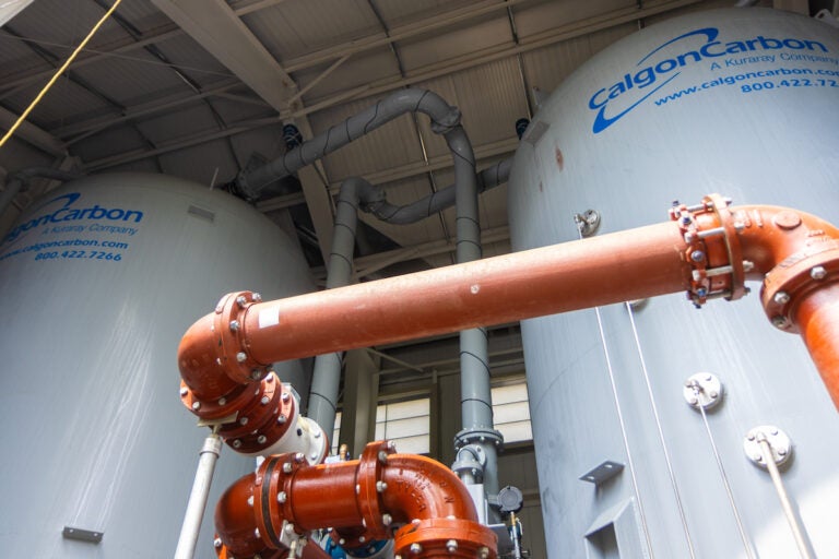 aqua-in-chalfont-pa-pfas-treatment-bucks-county-KP-053025-09 Pipes attached to water filtration tanks