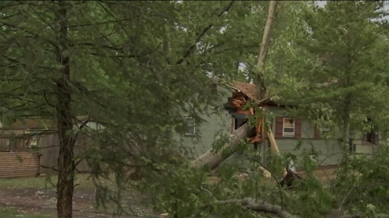 buena_vista_tornado A home in Buena Vista, New Jersey is damaged by fallen trees