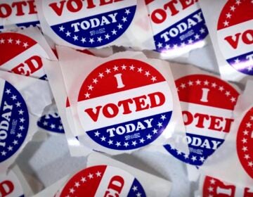 ''I voted'' stickers are seen in a county election office on Election Day.