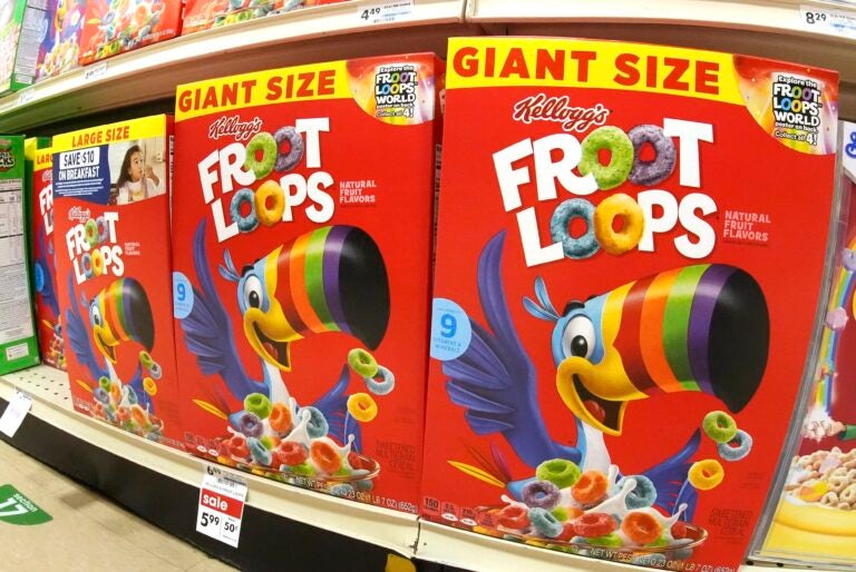 Kelloggs Fruit Loops Cereal Kellogg's Front Loops on a shelf