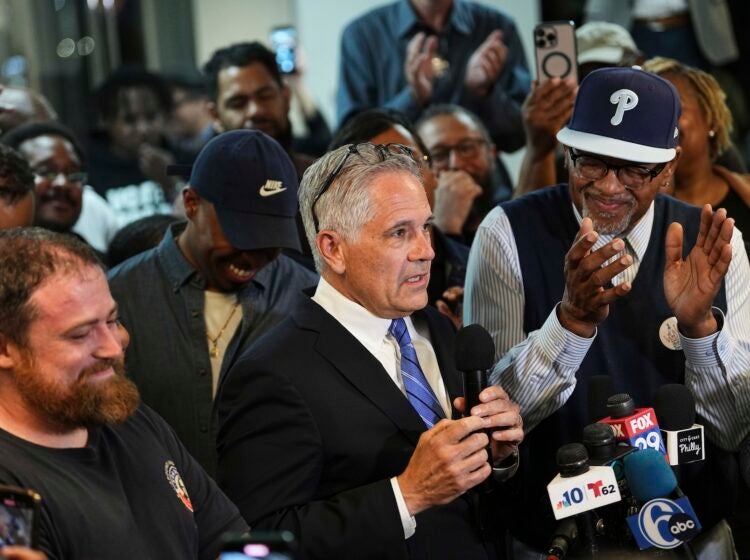 Larry Krasner speaking after winning the primary election