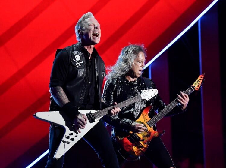 Metallica performing live on stage