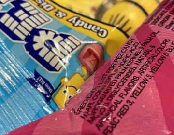 Pez candy, which contains red dye no. 3, is on display at a store