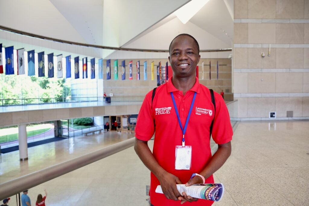 Francis Atta posing for a photo inside the center