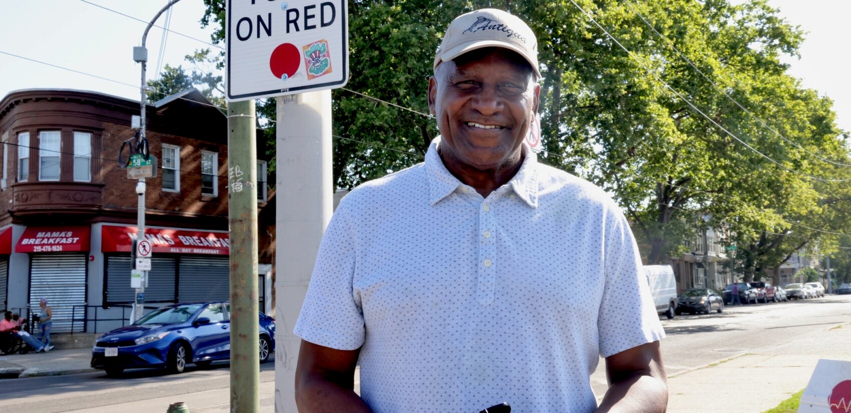 2025 06 25-e lee-sam shepherd-philadelphia cobbs creek-dangerous intersection ward committeeperson Sam Shepherd looks into the camera