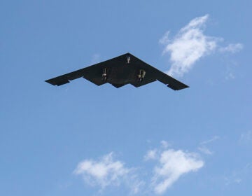 A B-2 bomber arrives at Whiteman Air Force Base Mo., Sunday, June 22, 2025. (AP Photo/David Smith)