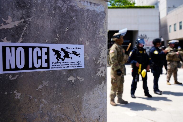 ICE-National-Guard-LA-2025-06-11 DHS police and National Guard protect the outside the Metropolitan Detention Center in Los Angeles