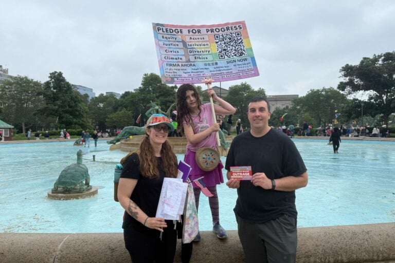 Jennifer Riehl, 42, and Jonathan Riehl, 41, with their 8-year-old daughter Caitlin at the 