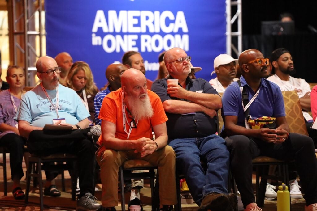 Participants at America in One Room’s event