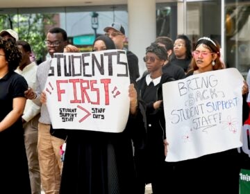 Camden high school students at protest in Trenton