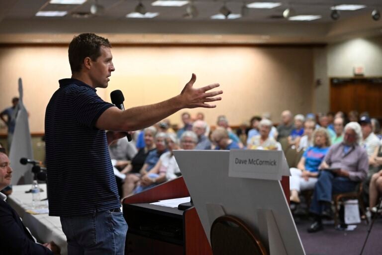 Fetterman-Democrats Conor Lamb speaks to the crowd at a town hall-style event