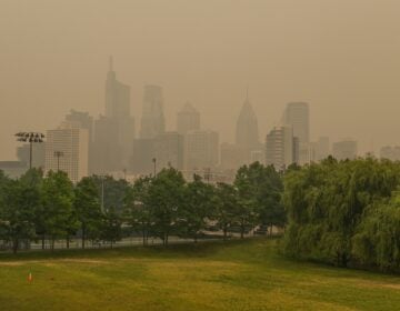 Orange air in Center City, Philadelphia, was caused by wildfires in Canada in June 2023. (Photo/Olga Kaya)