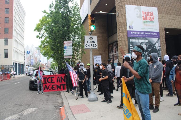 Protesters outside of the detention center