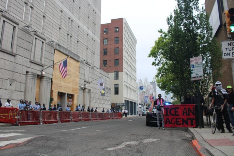 Protesters outside of the detention center