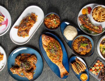 An array of food on a table