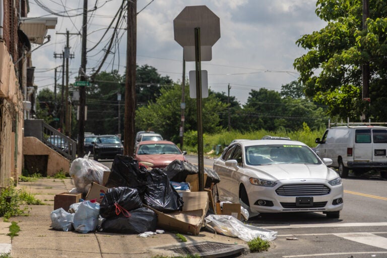 Illegal dumping is seen on a North Philly street