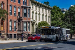 public transportation bus on a new jersey street