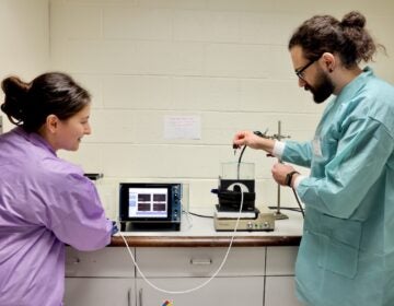 Danielle Shoshany and Mert Deniz Polat teaching at Drexel University's BIOMED Summer Academy