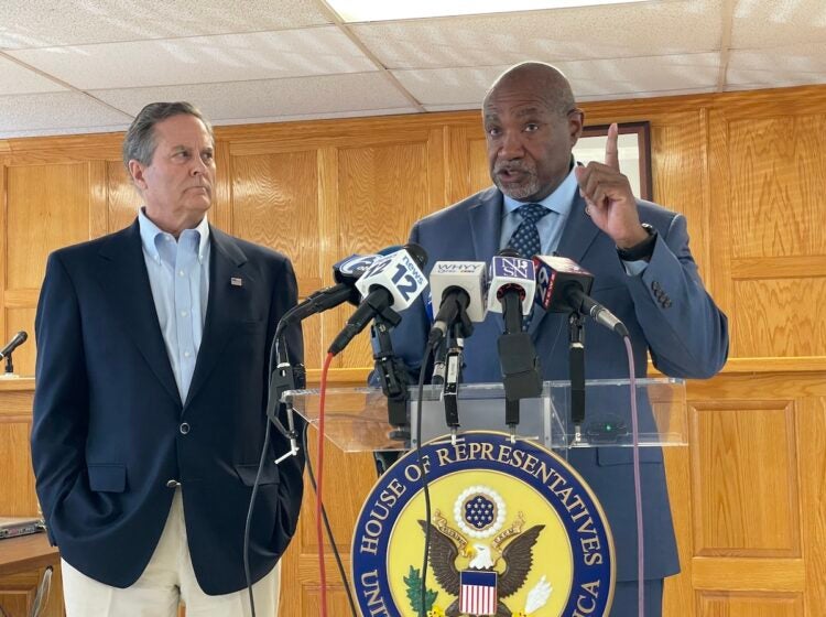 U.S. Reps. Donald Norcross and Herb Conaway at press conference