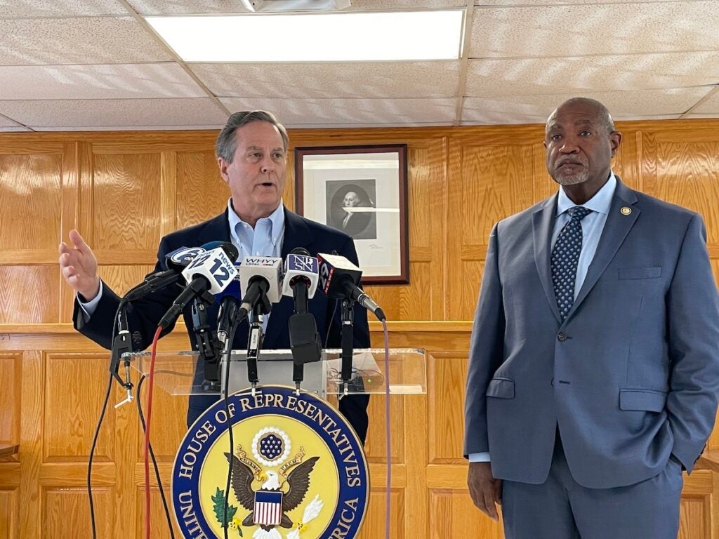 U.S. Reps. Donald Norcross and Herb Conaway at press conference