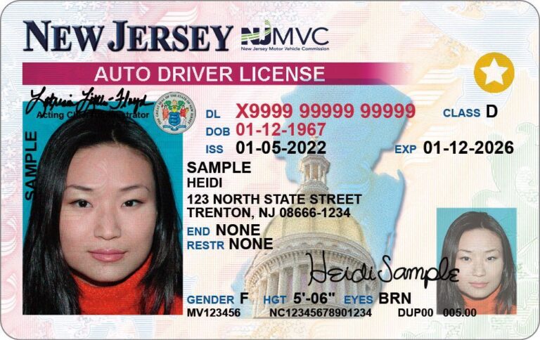 a sample New Jersey REAL ID