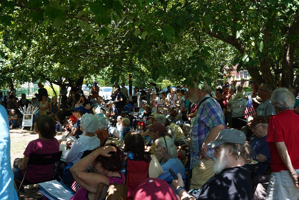 Mount Airy residents hide under the shade