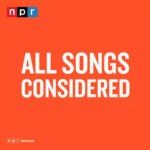 The logo image for All Songs Considered. The background is bright red orange. 