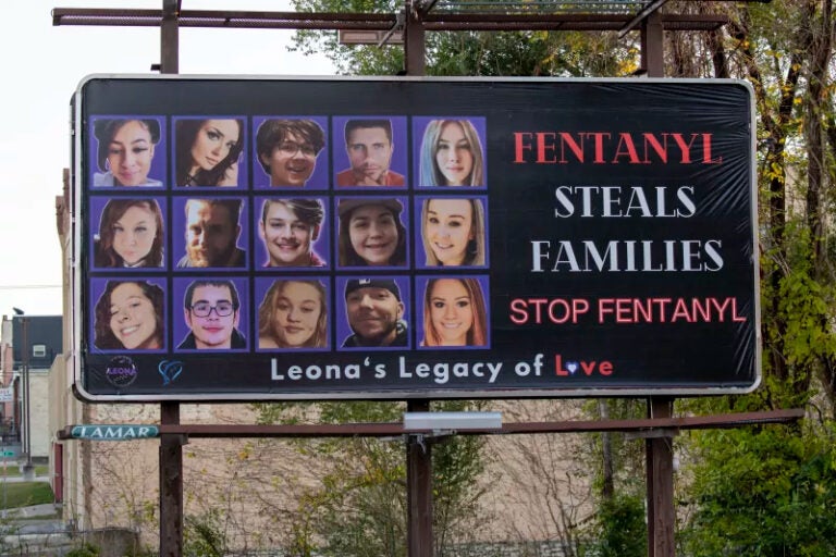 fentanyl-billboard a billboard reads FENTANYL STEALS FAMILIES STOP FENTANYL
