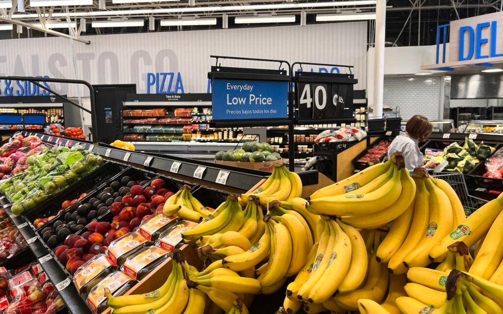 Fruit and vegetables are seen at a Walmart supermarket