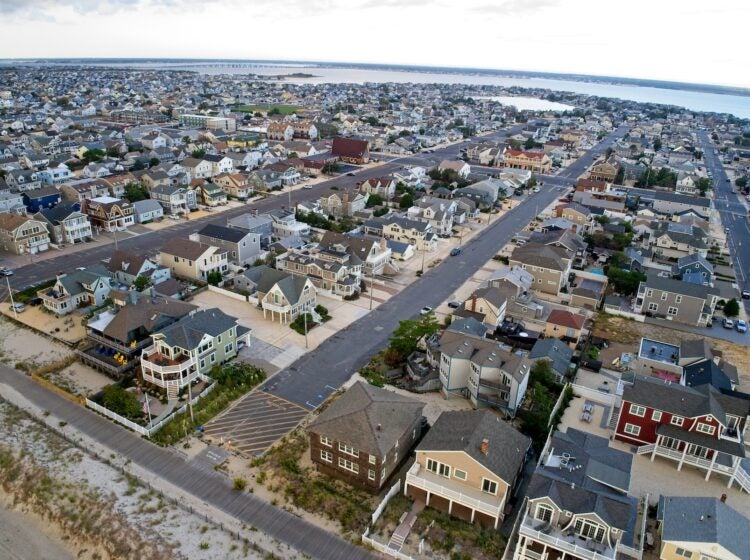 aerial view of a beach town