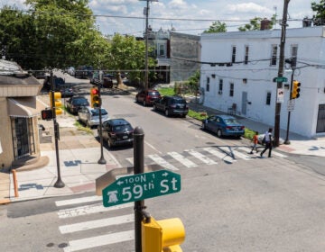 Properties on the 5800 block of Arch Street in Philadelphia, aerial view