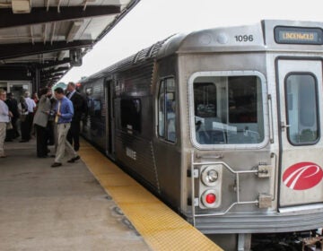 A PATCO train pulls into a station