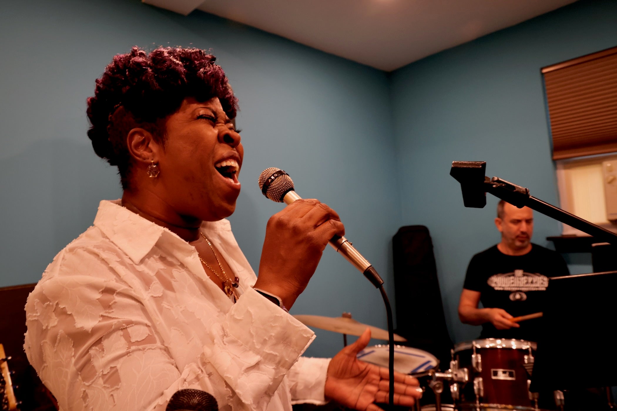 Singer Paula Holloway rehearses with the Martha Graham Cracker Cabaret Band