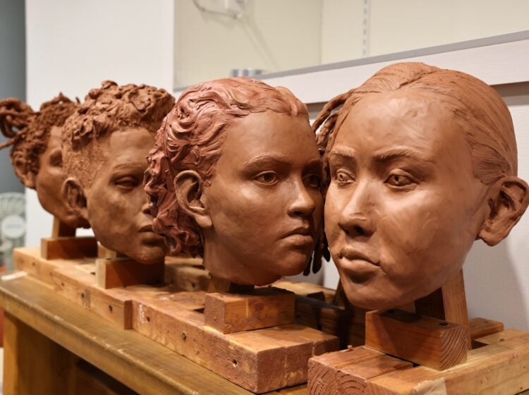 Practice sculptures by University of the Arts students