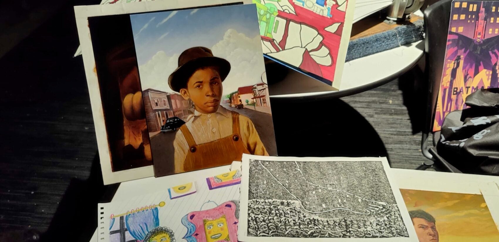 2025 07 30-p crimmins-philadelphia uarts anderson hall-salvaged art boy in hat Abandoned artworks are being salvaged from the University of the Arts' Anderson Hall