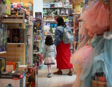 Family shops in a JaZams toy store