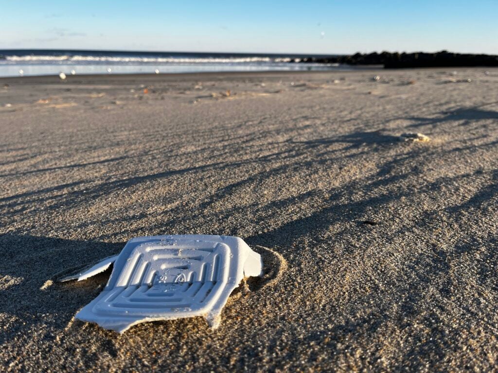 Discarded Styrofoam containers