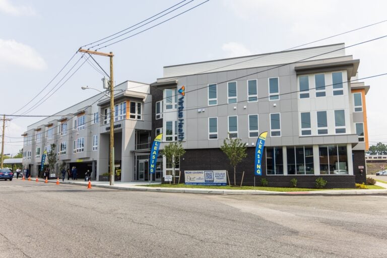 outside the Oliver Station senior housing complex and Virtua Health primary care clinic