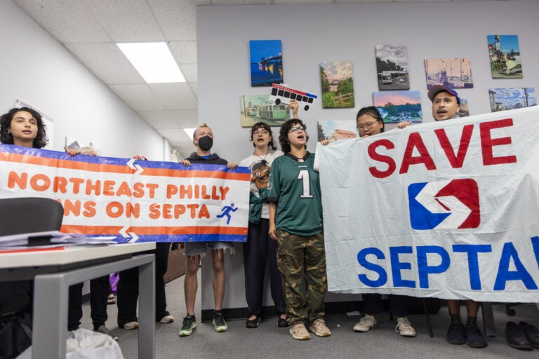 08 18 2025 k paynter Picozzi office protest SEPTA-4 SEPTA protesters inside Joe Picozzi’s office