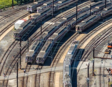 SEPTA regional rail train leaving Philadelphia's 30th Street station