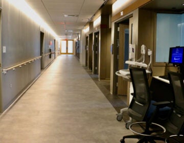 An empty hallway at the Hospital of the University of Pennsylvania